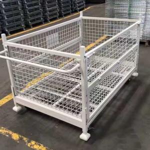 Heavy duty wire mesh container cage stillage with handle and wheels