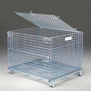 Pallet mesh stackable heavy wire mesh container with lid