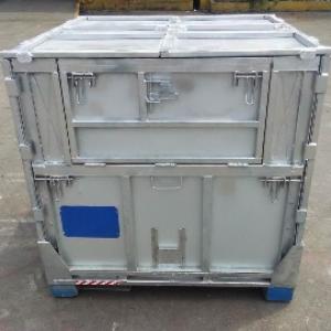 Collapsible metal IBC intermedia bulk steel container