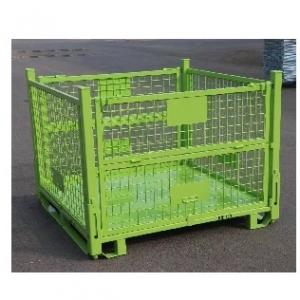 Heavy duty wire container half drop folding cage stillage