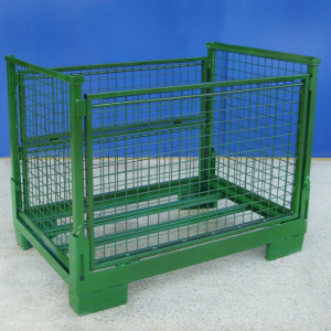 Heavy duty wire container collapsible pallet cage stillage