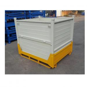 Foldable metal box folding steel pallet box half drop storage bin